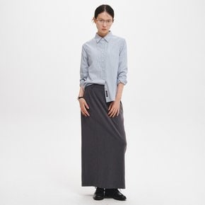 WOMAN 미니멀 H라인 롱스커트 [CHARCOAL] / GF7LSK505