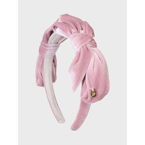 TWIN BOW VELVET HAIR BAND_BABY PINK