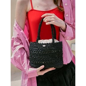 No.222 / Lily Raffia Crochet Mini Tote Bag _ Black