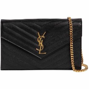 YSL 골드 모노그램 쉐브론 퀼팅 체인 월렛 숄더백