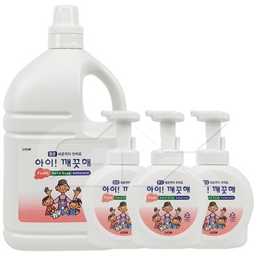  아이깨끗해 대용량 핸드워시 리필 손세정제 4L + 공용기490ml 3개