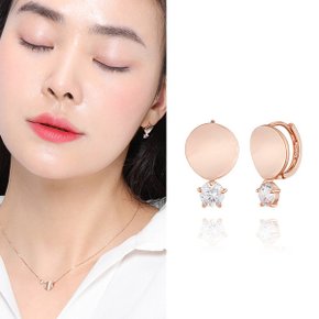 14K 골드 금 귀걸이 원터치 링 물결 큐빅