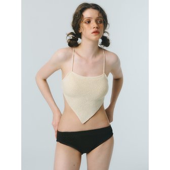 꾸아페 [RENEWAL] STRAP KNIT TOP (BIKINI)_cream yellow