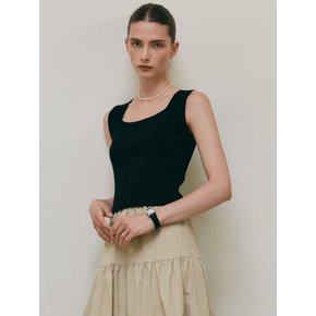DEEP SQUARE NECK SLEEVELESS_BLACK