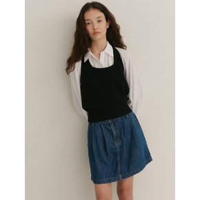 Kale Pintuck Denim Skirt