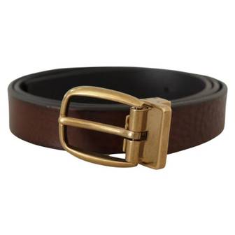 이스퀘어 4812689 Dolce  Gabbana Elegant Leather Belt with Logo Mens Buckle