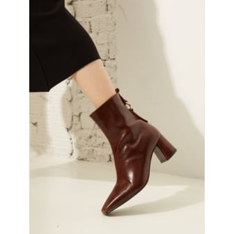 메이엘듀 Ring Point Block Hill Ankle Boots - MD1088b Brown