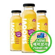 스무비 애플 바나나 망고 리치 착즙주스 smoovi 250mlX12(Glass)