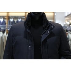 23FW 프리미엄 시베리안 구스다운 심플 베이직 스탠카라 밍크FUR 중기장 자켓형점퍼 네이비