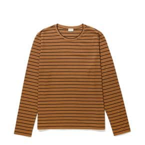 큘 THE MODERN LONG T-SHIRT - VICUNA/NAVY PINSTRIPE