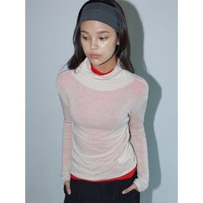 WOOL TENCEL TURTLE NECK TOP BUTTER