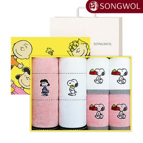 스누피와친구들 140g 세면2매&블럭블랙 고리수건4매 선물세트 (전용박스+크림쇼핑백)