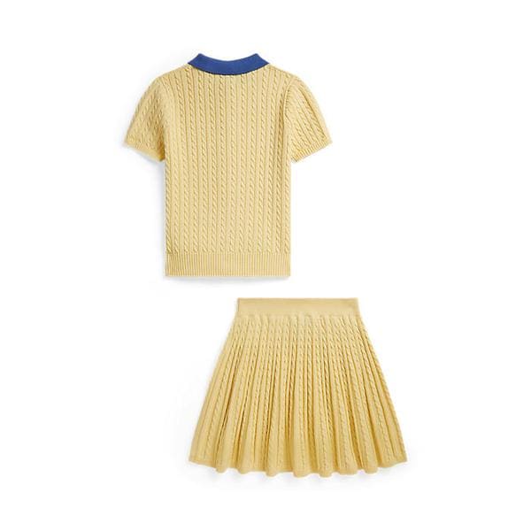 폴로 키즈 여아 7-16세 미니 케이블 코튼 폴로 카디건 앤 스커트(CWPO2STG2U20042700)