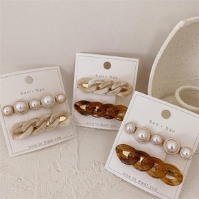 2종set  펄 볼드 체인 헤어핀_P091952221