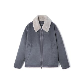 애드호크 남성 페이크 스웨이드 오버핏 무스탕 (DK-GREY) (HBBMU40)