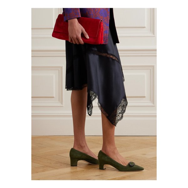 페닉스 버클 스웨이드 펌프스 50mm 다크 그린 1647597360418645