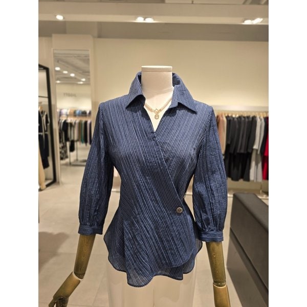 [파주점] 스트라이프 카라넥 셔츠 블라우스 JS5B0BL891