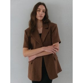 Line Half Short-Sleeved Jacket - Brown