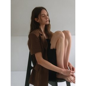 Line Half Short-Sleeved Jacket - Brown