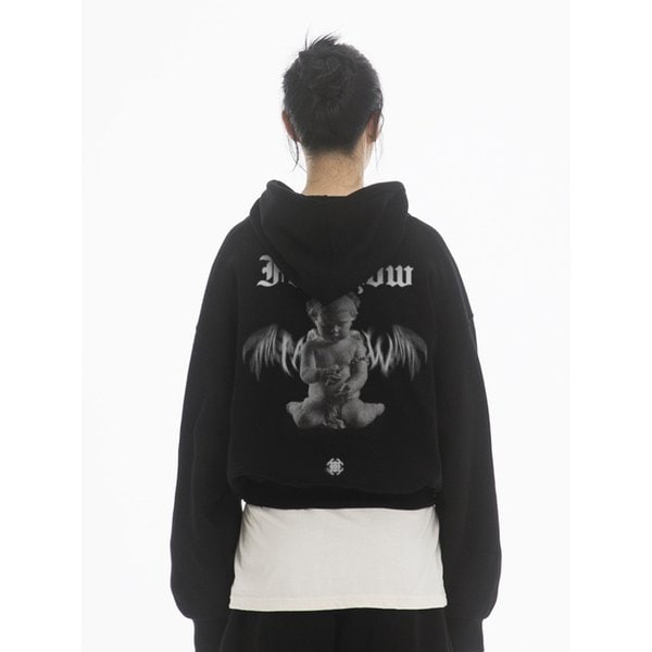 DEMONIC ANGEL OVER FIT HOODIE - BLACK