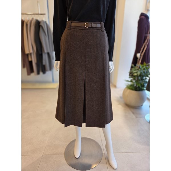 [여주점] [더 아이잗] 여성 울 블렌드 헤링본 플리츠 스커트 (IRBA0SK161)