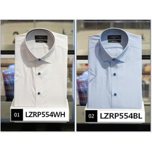 란체티 남성 모달 화이트/블루 슬림핏 반소매 와이셔츠 LZRP554 2종