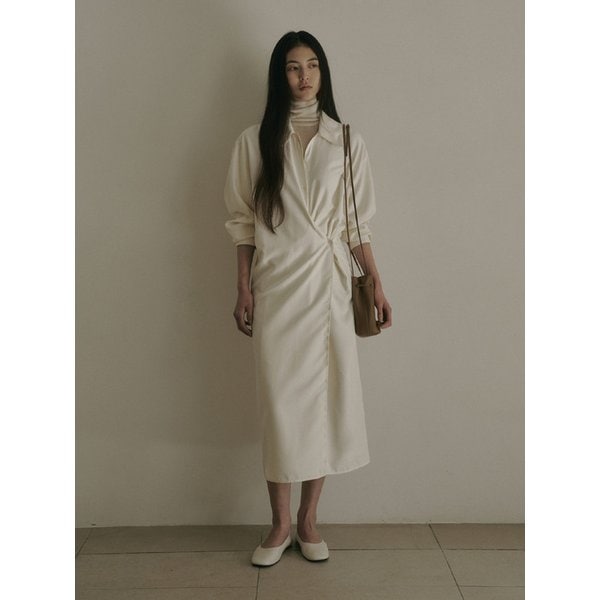 BENI SHIRT WRAP LONG DRESS_CREAM
