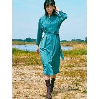 오앨 SOLID PIN TUCK DRESS_MINT BLUE