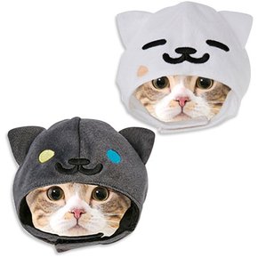 (70% 1+1 땡처리) Petio 강아지/고양이 할로윈 코스튬 네코 캐릭터 모자 블랙/화이트 2종묶음