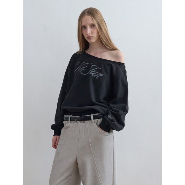 Off-Shoulder Logo Sweatshirt Black