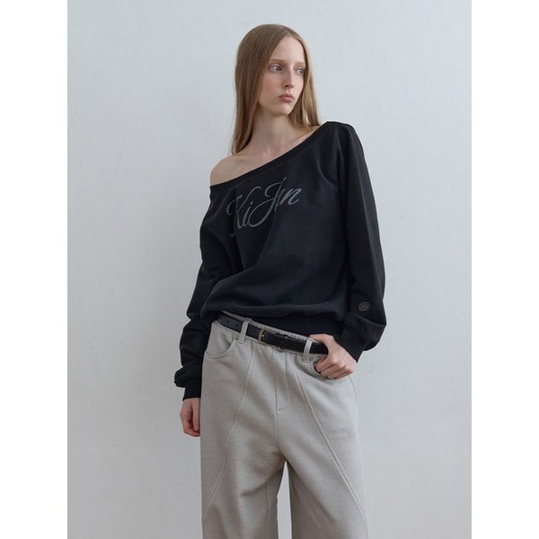 Off-Shoulder Logo Sweatshirt Black