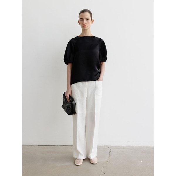 Satin volume blouse_black