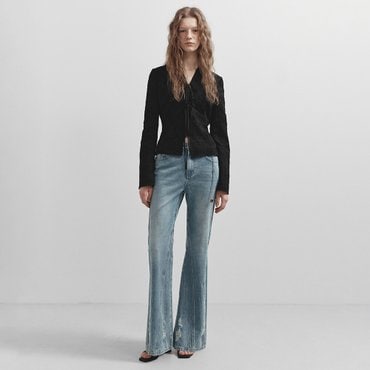 레이브 Demage Boots Cut Denim Pants in Blue VJ5SL401-22
