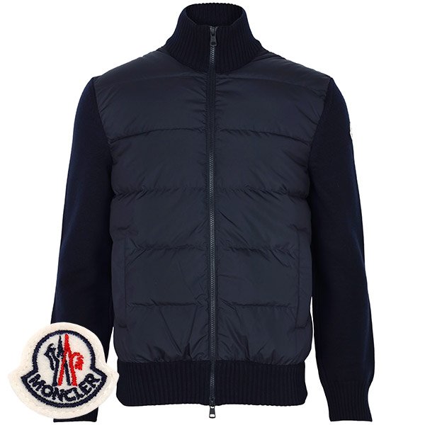 [부산점] 몽클레어 25FW 네이비 울 니트 믹스 구스 다운 집업 자켓 9B00040 M1131 778