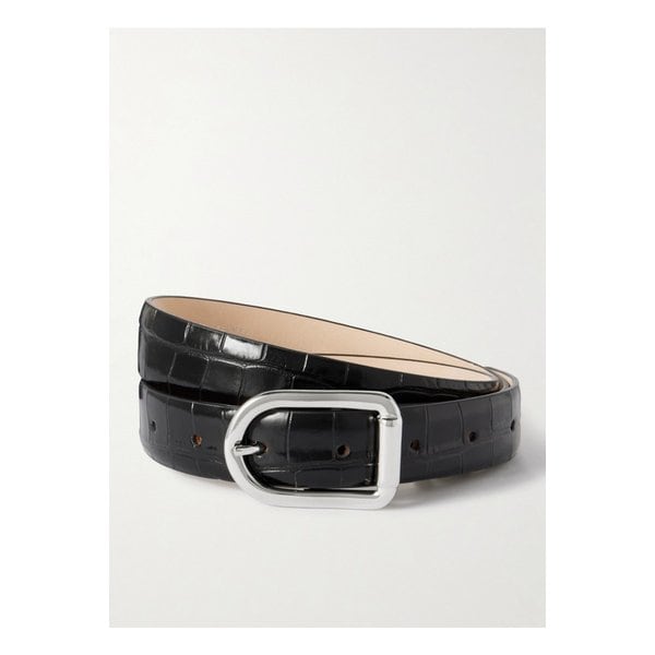 디앙슈 미자 크로커다일 이펙트 가죽 벨트 블랙 46376663162870978