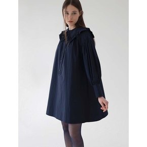 Colette Ruffle Collar Mini Dress (Navy)