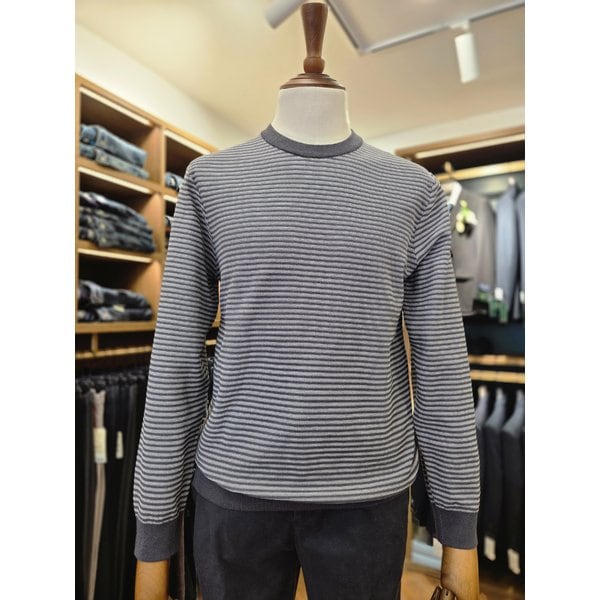 [여주점] 코오롱 브렌우드 남성 워셔블 조직 스트라이프 라운드넥 스웨터 BRWAS26351GYX WIX