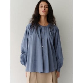 round shirring blouse_sky blue