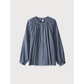 round shirring blouse_sky blue