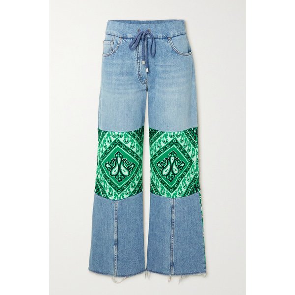 Patchwork Flared Jeans 그린 34344356236797563