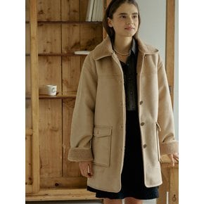 T Shearling Mustang Half Coat_Mocha Beige