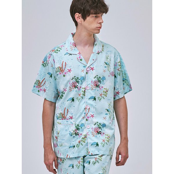 텐셀 모달 블루오션 반팔 세트 남성 잠옷