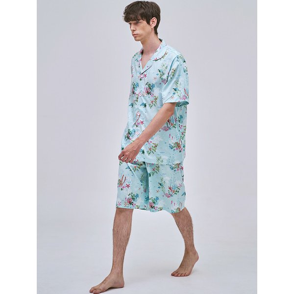 텐셀 모달 블루오션 반팔 세트 남성 잠옷