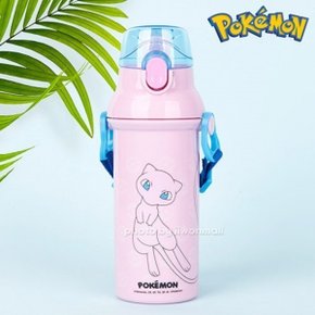 포켓몬 원터치 어깨끈 물통 뮤 물병 어린이집 유치원 초등 학생 480ml