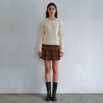 로라로라 CHECK PLEATS MINI SKIRT BROWN