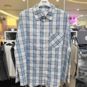 오버핏 블루체크 셔츠 25b5381