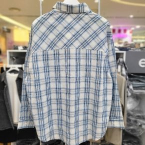 오버핏 블루체크 셔츠 25b5381
