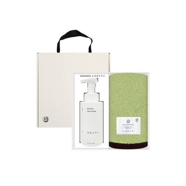 에센셜 프리미엄 뱀부타월 200g 1P + 생활공작소 핸드워시500ml 선물세트 답례품