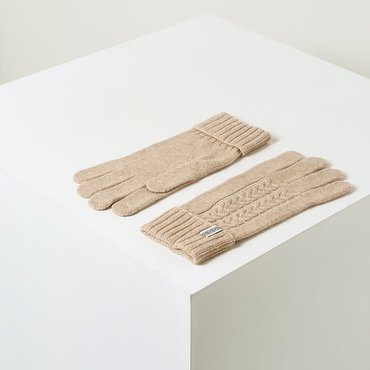 헤지스 [24FW][Cashmere Blended] 베이지 꽈배기니트 캐시미어혼방 장갑 HIGV4F102I2