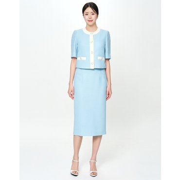 미니멈 트위드 라인 크롭 자켓 MZBGWJ4990